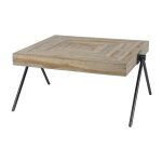 Table basse carre en teck recycl et mtal plateau 80 cm