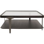 Table basse carrée en verre et frêne Table basse carrée en verre et frêne