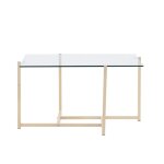 Table basse carre en verre et mtal 80x80cm - beige