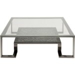 Table basse carrée en verre texturé et acier Table basse carrée en verre texturé et acier