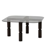 Table basse carre en verre tremp et bois 80x80cm - noir