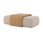 Table basse en chne massif + poufs beige