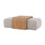 Table basse en chne massif + poufs gris