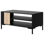 Table basse contemporaine 2 niches l100 cm effet bois et noir Table basse contemporaine 2 niches l100 cm effet bois et noir