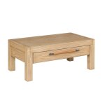 Table basse contemporaine en bois massif 1 tiroir