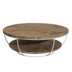 Table basse coque 2 plateaux en teck recyclé métal blanc d100 Table basse coque 2 plateaux en teck recyclé métal blanc d100
