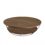 Table basse coque 2 plateaux en teck recyclé métal noir d120 Table basse coque 2 plateaux en teck recyclé métal noir d120