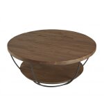 Table basse coque 2 plateaux en teck recycl mtal noir l80