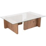 Table basse design 105x65x30 cm en verre tremp et naturel - mae