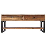 Table basse double plateau 2 tiroirs en bois recyclé 120x70cm Table basse double plateau 2 tiroirs en bois recyclé 120x70cm