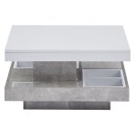 Table basse double plateau pivotant  360en blanc et grise clair