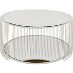 Table basse double plateaux en verre miroir et acier beige d80 Table basse double plateaux en verre miroir et acier beige d80