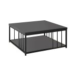 Table basse effet bois anthracite, noir 90x90 cm
