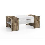 Table basse effet bois blanc brillant, beige 110x60 cm Table basse effet bois blanc brillant, beige 110x60 cm