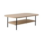 Table basse effet bois clair et pieds en métal noir Table basse effet bois clair et pieds en métal noir