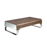 Table basse effet bois noyer et acier