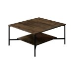 Table basse effet bois noyer, noir 80x80h40 cm