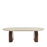 Table basse en effet travertin et bois 100x60cm - beige