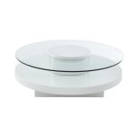 Table basse fixe effet bois transparent, blanc