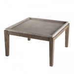 Table basse de jardin carrée béton et acacia l83 cm Table basse de jardin carrée béton et acacia l83 cm