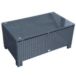 Table basse de jardin plateau verre trempé résine tressée noir Table basse de jardin plateau verre trempé résine tressée noir