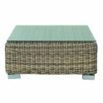 Table basse de jardin en verre tremp� et r�sine tress�e recycl�e l76