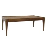 Table basse en manguier plateau motif marqueterie garenne