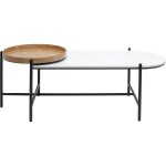 Table basse en marbre blanc, frne et acier noir