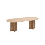 Table basse en marbre daino reale pieds en bois massif de 120x50cm