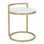 Table basse en métal doré avec plateau blanc 40x43x50 cm Table basse en métal doré avec plateau blanc 40x43x50 cm