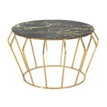 Table basse en mtal dor avec plateau rond  78x44, 5 cm