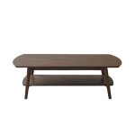 Table basse en mindi massif finition noyer double plateau 130 cm Table basse en mindi massif finition noyer double plateau 130 cm