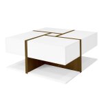 Table basse moderne avec 4 tiroirs blanc