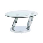 Table basse modulable verre tremp transparent, argent