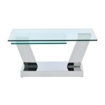 Table basse modulable verre tremp transparent, argent