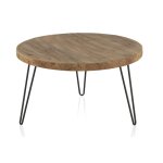 Table basse en orme avec pieds en métal Table basse en orme avec pieds en métal