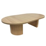 Table basse ovale 120 cm moderne effet bois clair