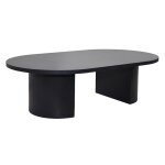 Table basse ovale 120 cm moderne effet bois noir