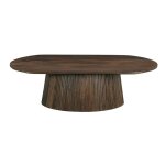 Table basse ovale en bois massif brun