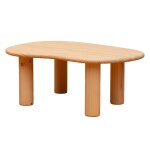 Table basse ovale en bois massif naturel 93 cm verni Table basse ovale en bois massif naturel 93 cm verni