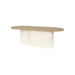 Table basse ovale en chne, placage et acier, beige