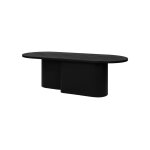 Table basse ovale en ch�ne, placage et acier, noir