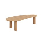 Table basse ovale en pin massif verni couleur chêne 130 cm Table basse ovale en pin massif verni couleur chêne 130 cm