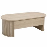 Table basse ovale avec plateau relevable effet bois clair Table basse ovale avec plateau relevable effet bois clair