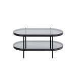 Table basse ovale en verre et métal noir Table basse ovale en verre et métal noir