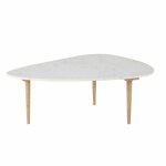 Table basse ovode en marbre blanc et manguier massif l100