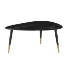 Table basse ovoïde en verre effet marbre noir et métal coloris laiton et noir l90 Table basse ovoïde en verre effet marbre noir et métal coloris laiton et noir l90