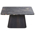 Table basse en pierre et bois de manguier massif noir l80