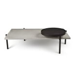 Table basse pivotante en béton gris et acier noir - 136x80cm Table basse pivotante en béton gris et acier noir - 136x80cm