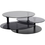 Table basse pivotante en verre et acier noir Table basse pivotante en verre et acier noir